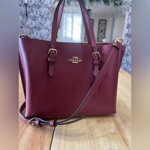 Coach Wine Red Leather Mollie Tote Bag 25